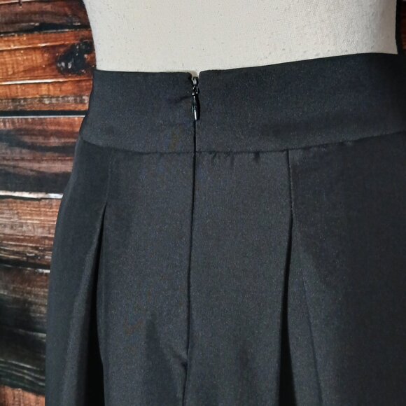 White House Black Market Skirt Size 0 Blac Flared Full Pleated Zip Back Pockets - Picture 4 of 8